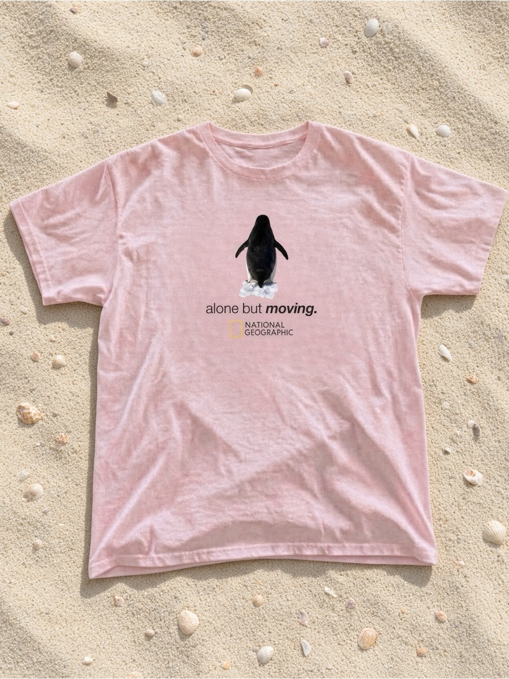 Gildan Pink Short-Sleeve Tee with Penguin Graphic
